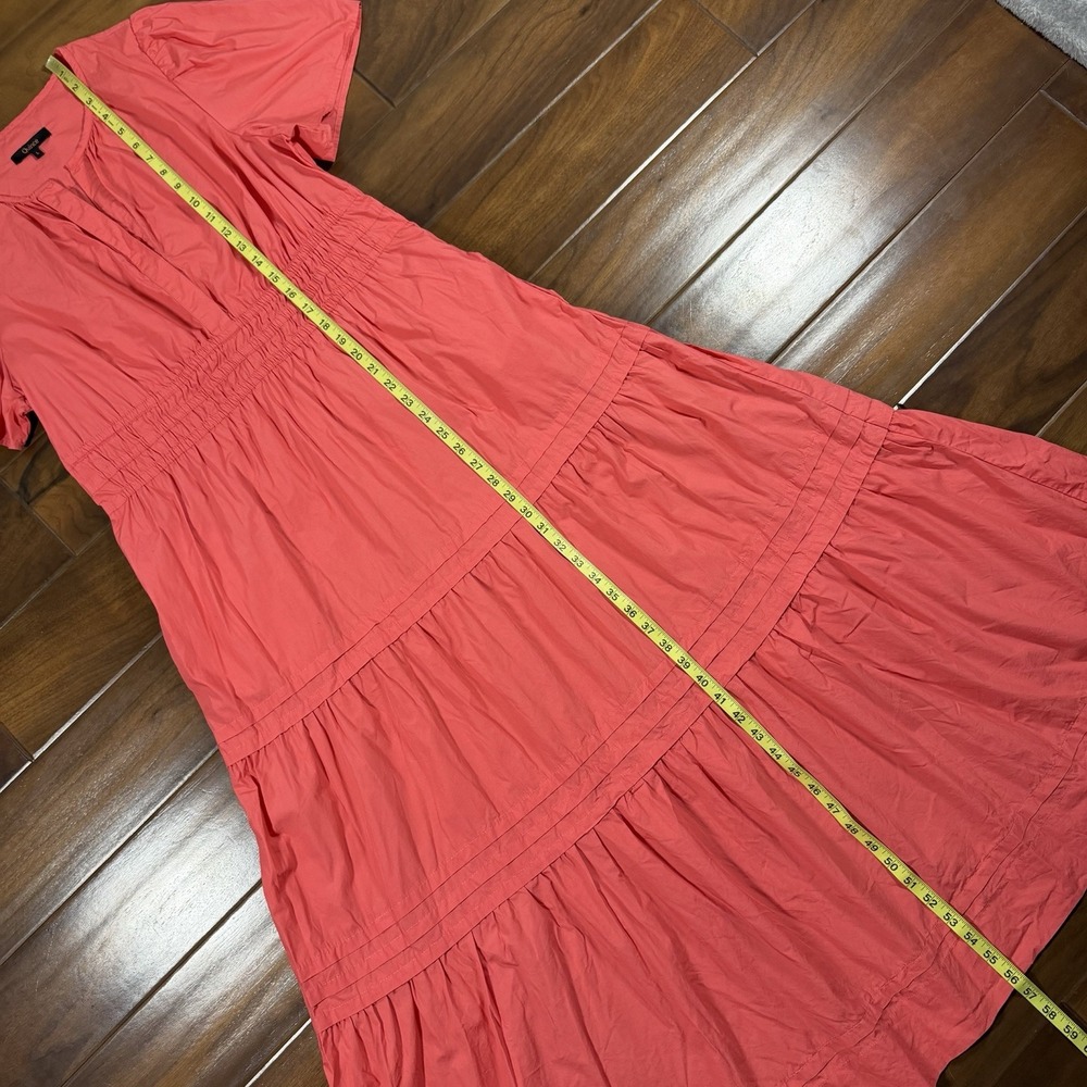 Quince Women's Size Large Coral 100% Organic Cotton Poplin Tiered Maxi Dress - Picture 5 of 12